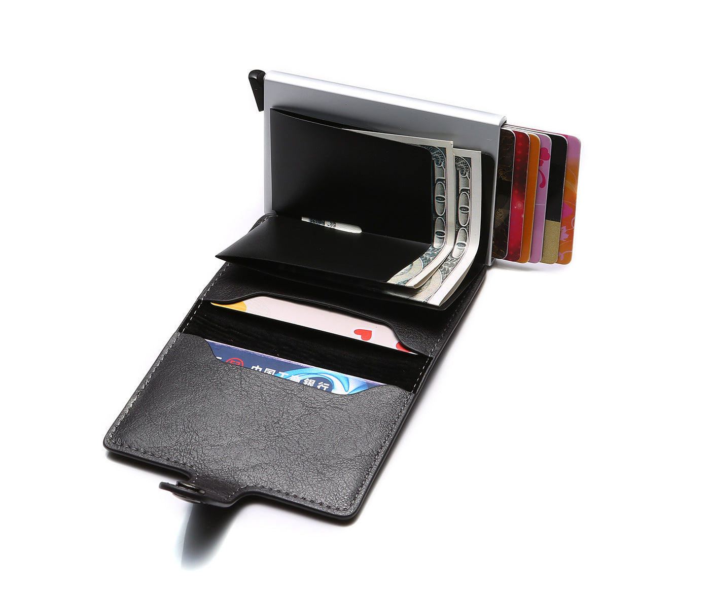 SafeCard – RFID Wallet with Leather Cover and Aluminum Core