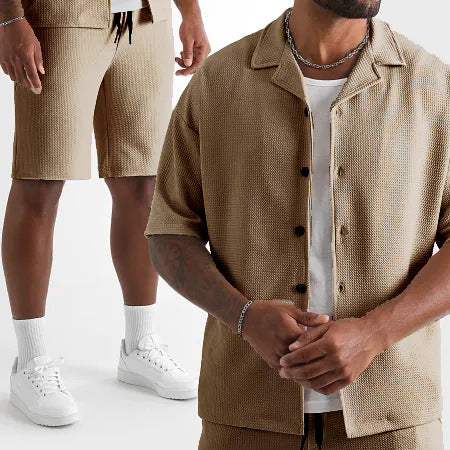 BreezeStyle - Cardigan Shirt and Shorts