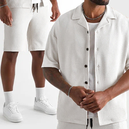BreezeStyle - Cardigan Shirt and Shorts