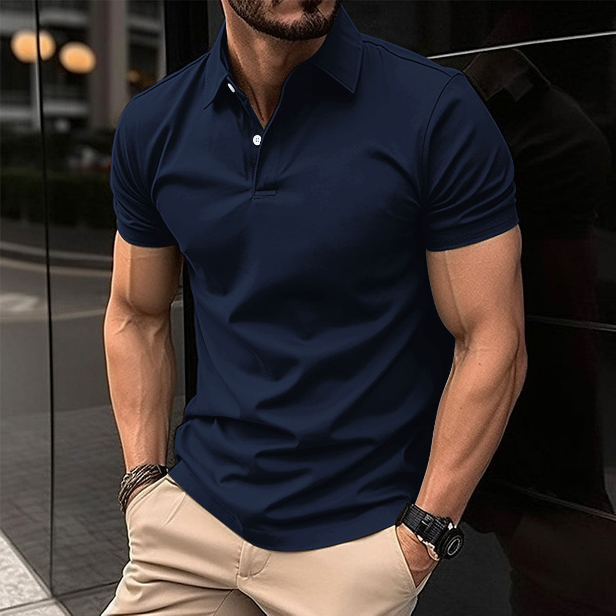 BreezePolo – Stijlvol Poloshirt met Knoopaccent